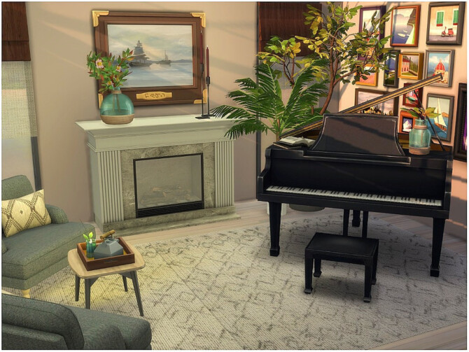 Sims 4 Cozy Corner Living Room by lotsbymanal at TSR