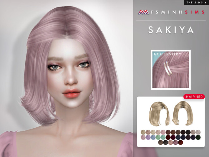 Sims 4 Sakiya Hair 150 Set by TsminhSims at TSR