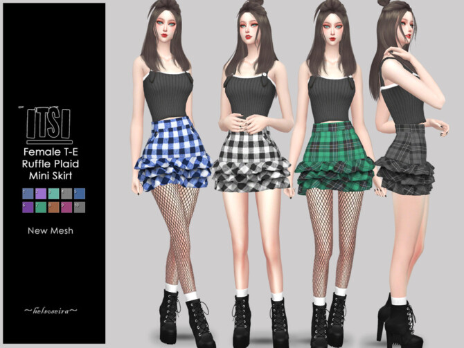 Sims 4 ITSI Ruffle Plaid Skirt by Helsoseira at TSR