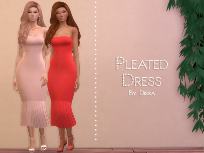 Sims 4 Pleated Dress by Dissia at TSR