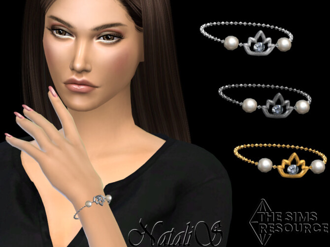 Sims 4 Lotus pearl chain bracelet by NataliS at TSR