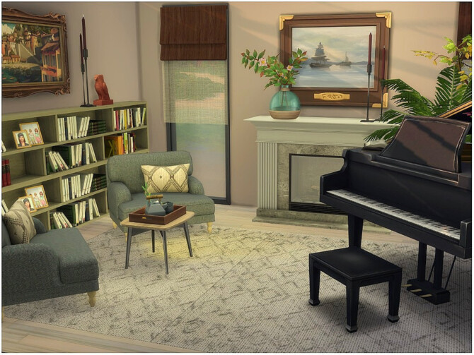 Sims 4 Cozy Corner Living Room by lotsbymanal at TSR