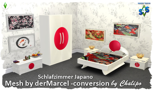 Sims 4 Japanese bedroom by Chalipo at TSR