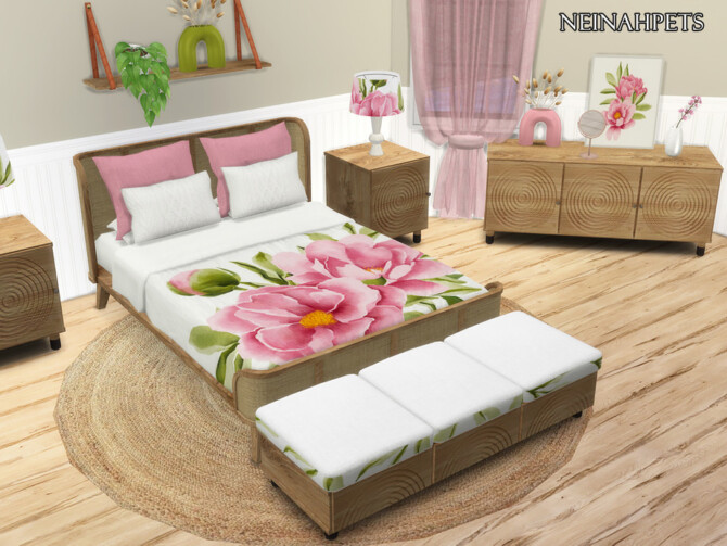 Sims 4 Pink Peonies Bedroom by neinahpets at TSR