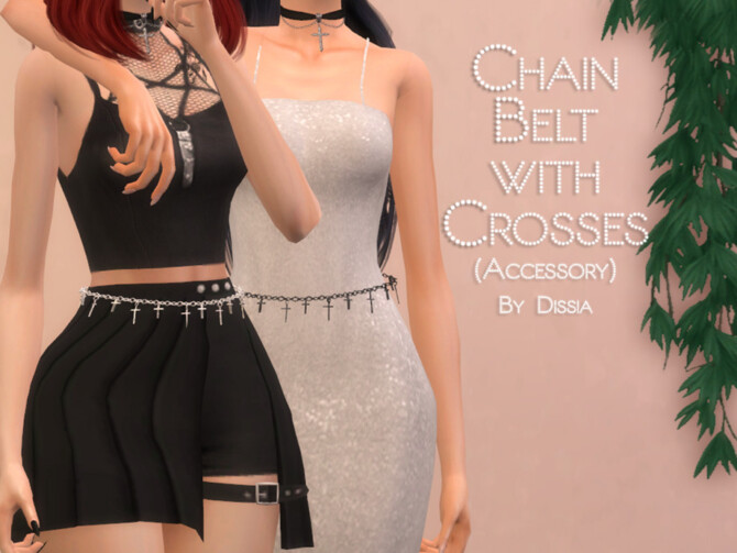 Sims 4 Chain Belt with Crosses by Dissia at TSR