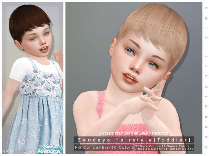 Sims 4 Zendaya Hairstyle Toddler by DarkNighTt at TSR