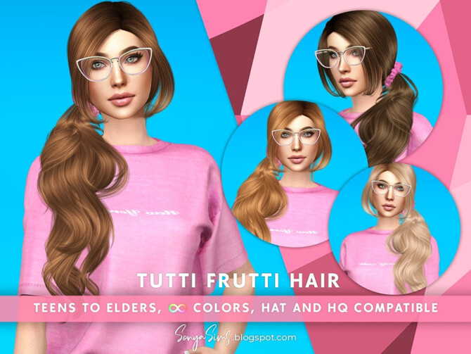 Sims 4 Tutti Frutti Hair by SonyaSimsCC at TSR