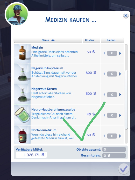 Sims 4 Purchase Medicine Overhaul Mod v. 1.0 by andiberlin at Mod The Sims 4