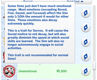 Sims 4 Three Traits for Servos by Amber Lokisdotter at Mod The Sims 4