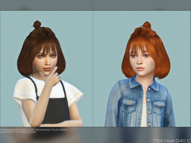 Sims 4 Child Hair G40C mid length half updo buns by Daisy Sims at TSR