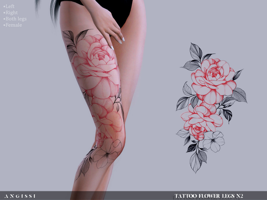 Flower Legs N2 Tattoo By Angissi At Tsr Sims 4 Updates