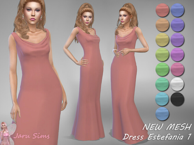 Sims 4 Dress Estefania 1 by Jaru Sims at TSR