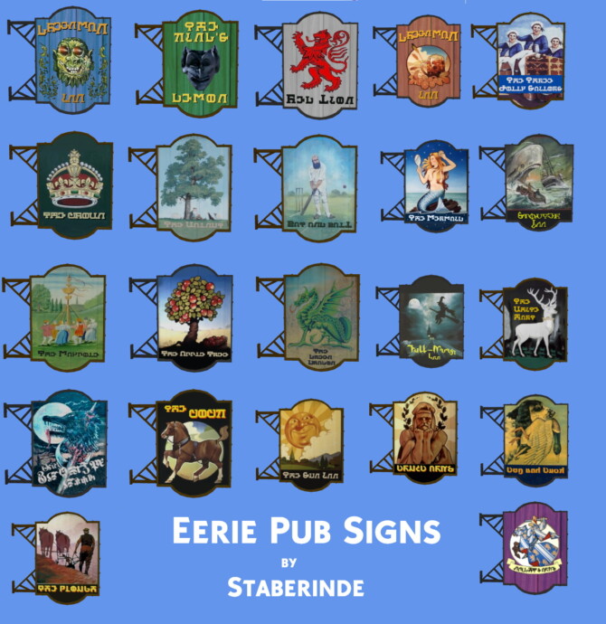 Sims 4 Eerie Pub Signs by Staberinde at Mod The Sims 4