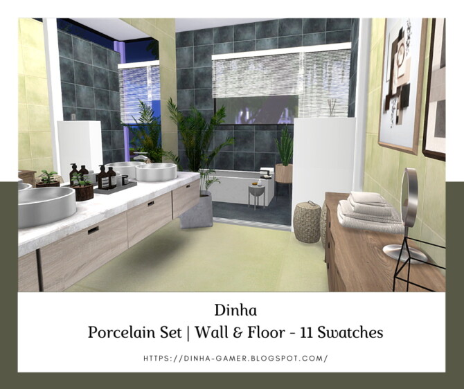Sims 4 Porcelain Set: Wall & Floor at Dinha Gamer