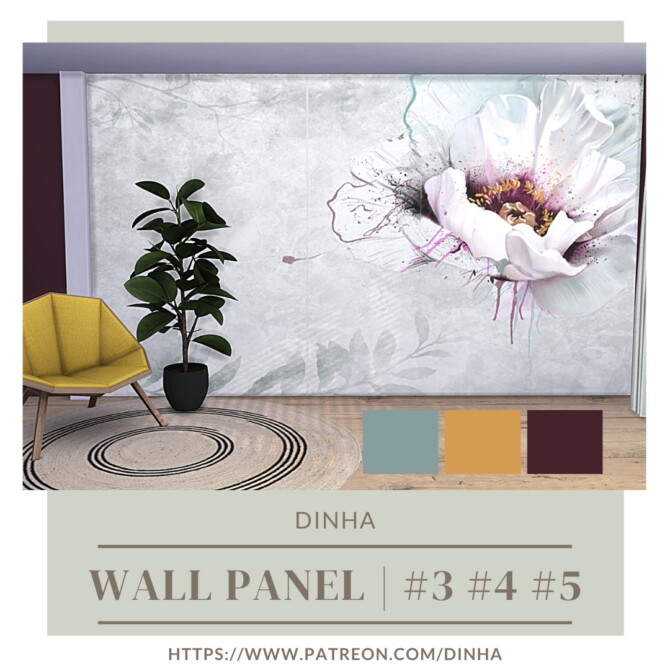 Sims 4 Wall Panel # 3, 4 & 5 with matching walls at Dinha Gamer