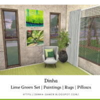 Lime Green Set: Paintings, Rugs & Pillows