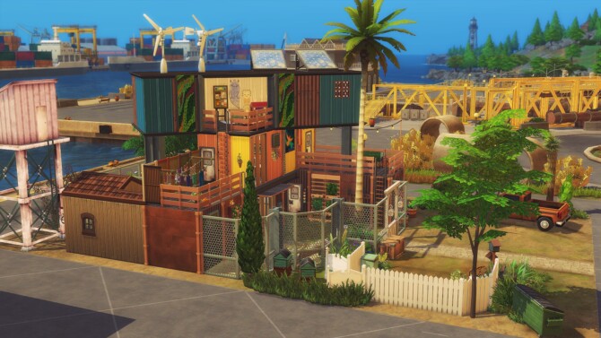 Sims 4 Atypical house built with 3 shipping containers at Studio Sims Creation