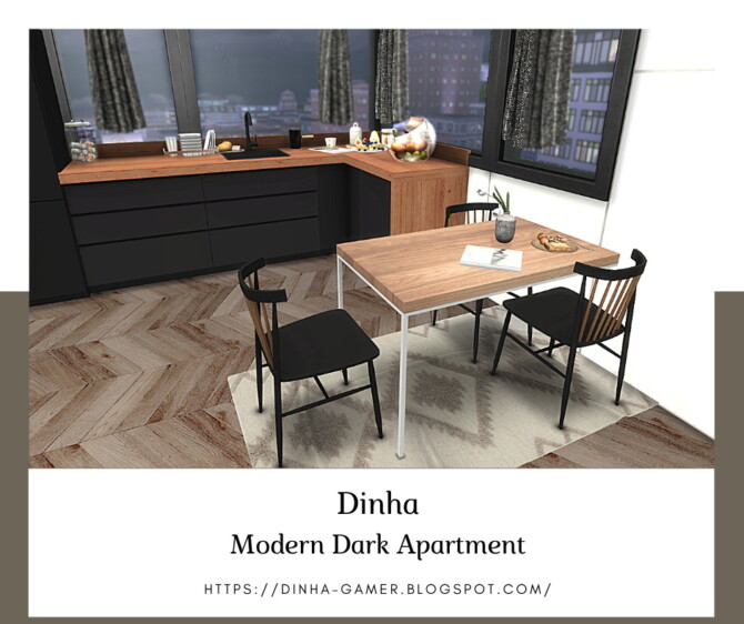 Sims 4 MODERN DARK APARTMENT at Dinha Gamer