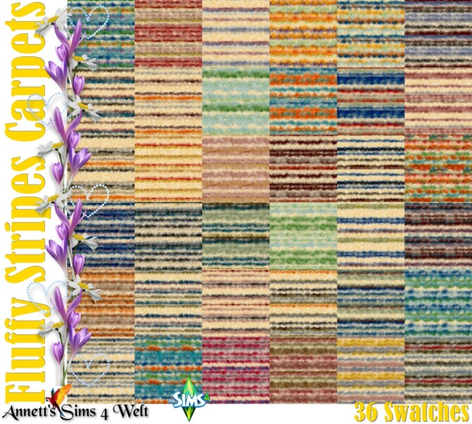 Sims 4 Fluffy Stripes Carpets at Annett’s Sims 4 Welt