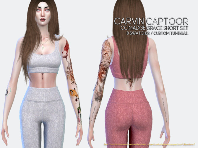 Sims 4 Madge grace Short Set by carvin captoor at TSR