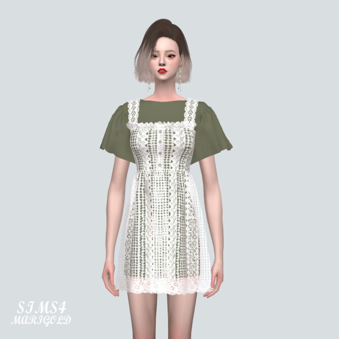 Sims 4 Punching Lace Mini Dress With T at Marigold