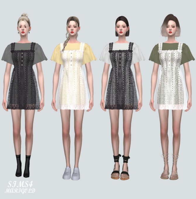 Sims 4 Punching Lace Mini Dress With T at Marigold