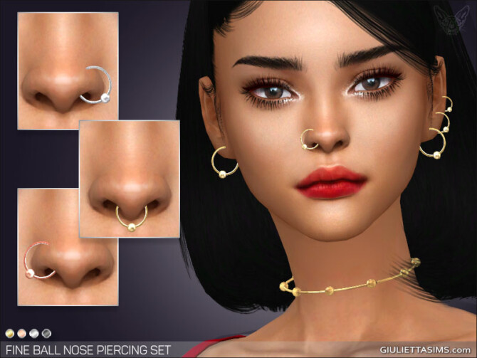 Sims 4 Fine Ball Nose Piercing Set at Giulietta