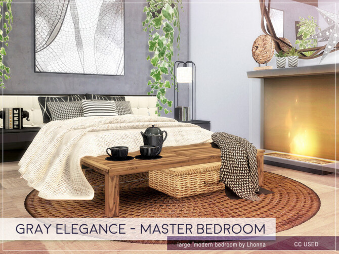 Sims 4 Gray Elegance Master Bedroom by Lhonna at TSR