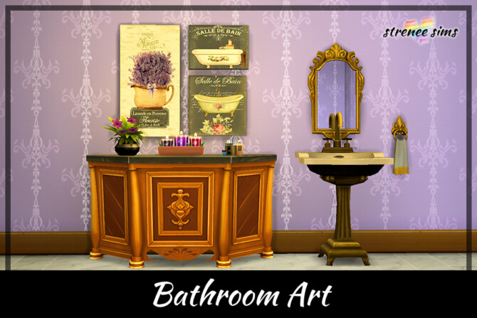 Sims 4 Bathroom Art at Strenee Sims