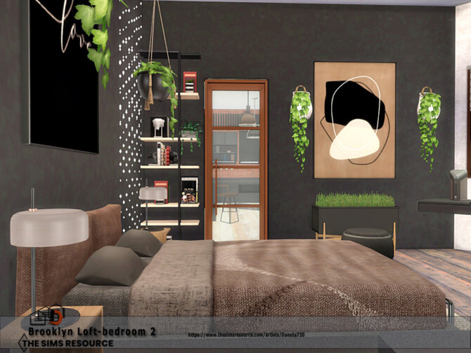 Sims 4 Brooklyn Loft bedroom 2 by Danuta720 at TSR