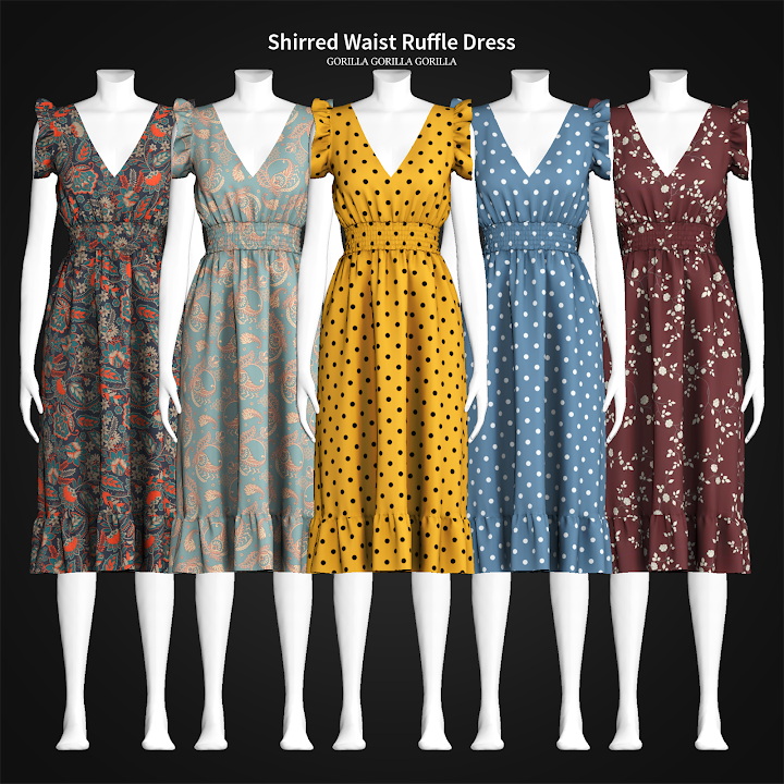 Shirred Waist Ruffle Dress At Gorilla Sims 4 Updates