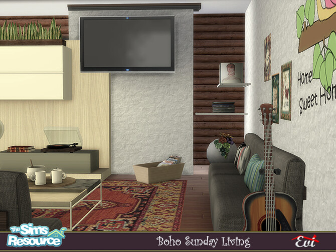 Sims 4 Sunday Boho Living Room by evi at TSR