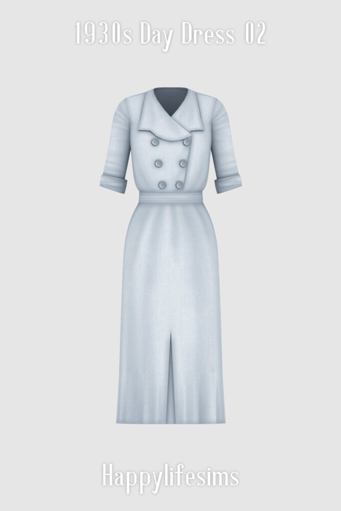 Sims 4 1930s Day Dress 02 at Happy Life Sims