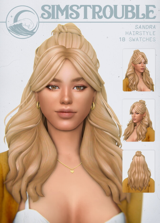 Sims 4 SANDRA Half Up Do Hair at SimsTrouble