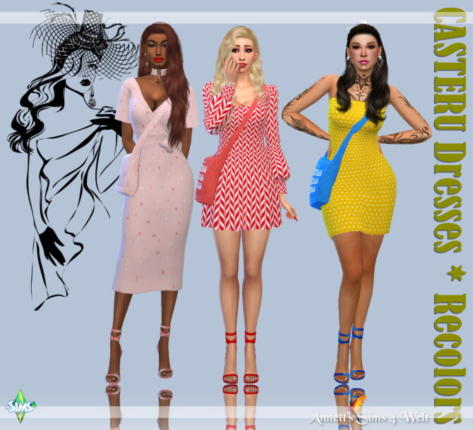 Sims 4 CASTERU Dresses Recolors at Annett’s Sims 4 Welt