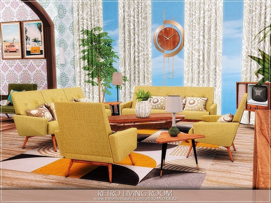 sims 4 retro living room
