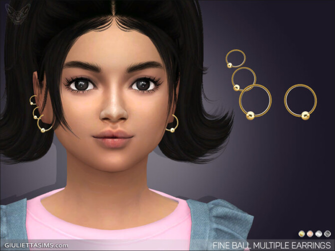 Sims 4 Fine Ball Multiple Hoop Earrings For Kids at Giulietta
