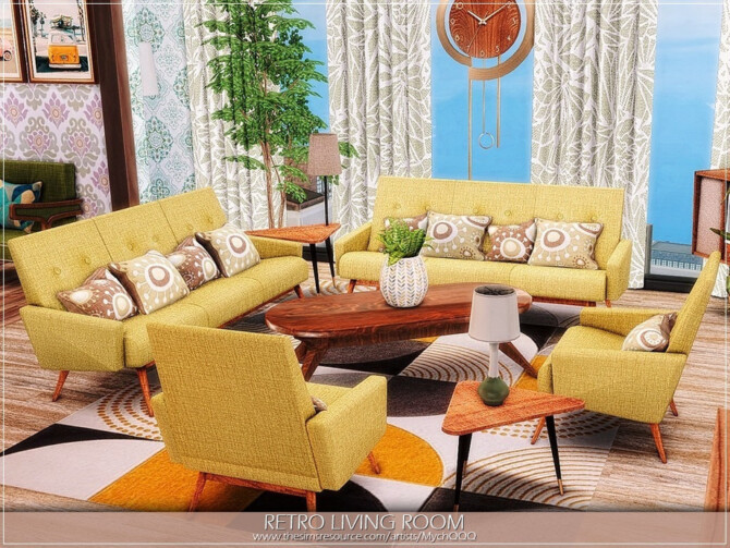 Sims 4 Retro Living Room by MychQQQ at TSR