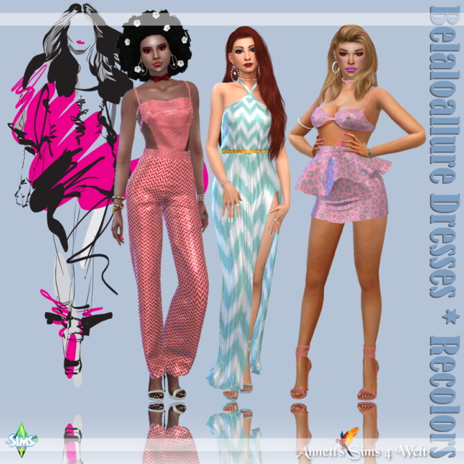 Sims 4 Belaloallure Dresses Recolors at Annett’s Sims 4 Welt