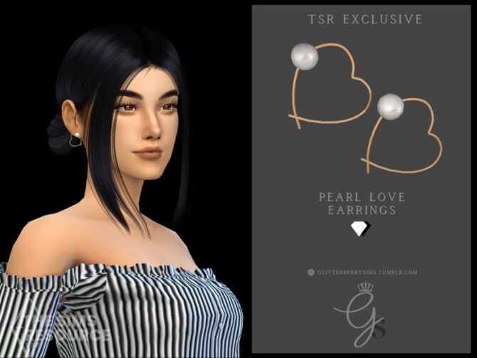 Sims 4 Love Pearl Earrings by Glitterberryfly at TSR