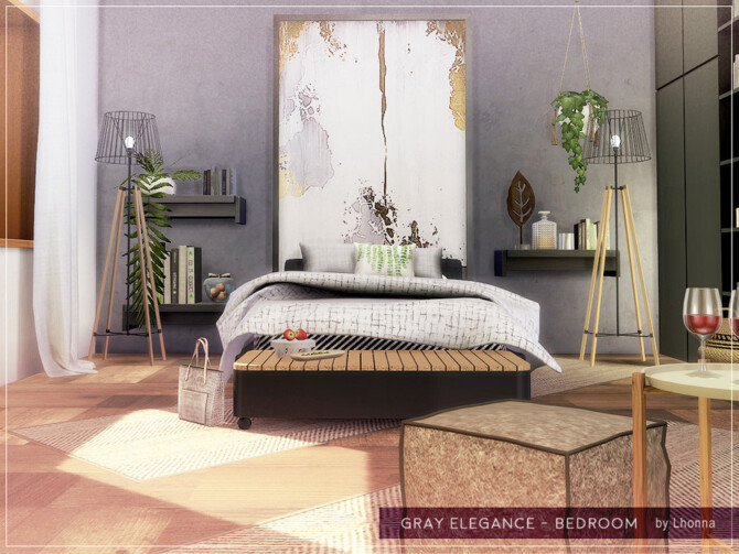 Sims 4 Gray Elegance Bedroom by Lhonna at TSR