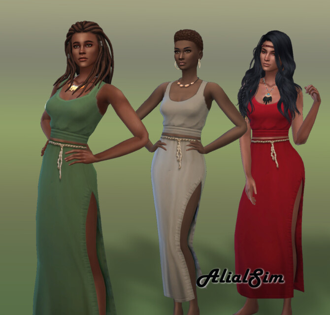Sims 4 Split Skirt and Tank Top at Alial Sim