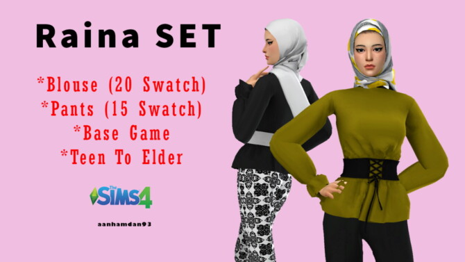 Sims 4 Hijab Model081 & 082 With Raina SET at Aan Hamdan Simmer93