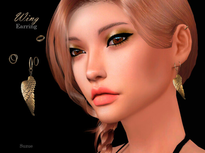 Sims 4 Wing Earrings by Suzue at TSR