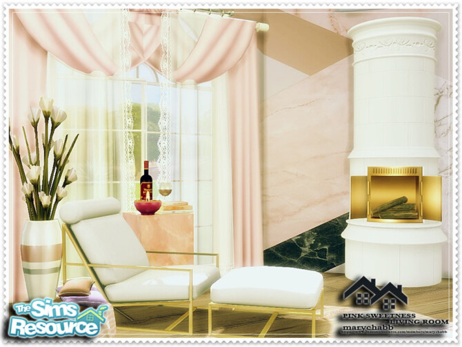 Sims 4 Pink Sweetness Living Room by marychabb at TSR