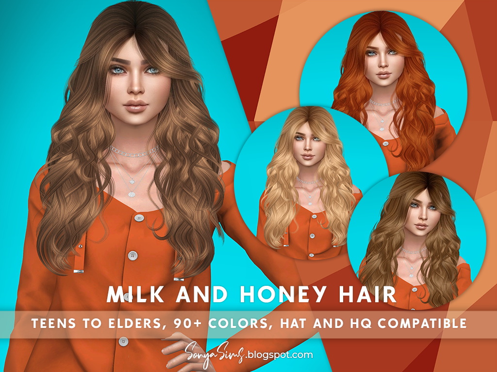 Milk and Honey Hair at Sonya Sims » Sims 4 Updates