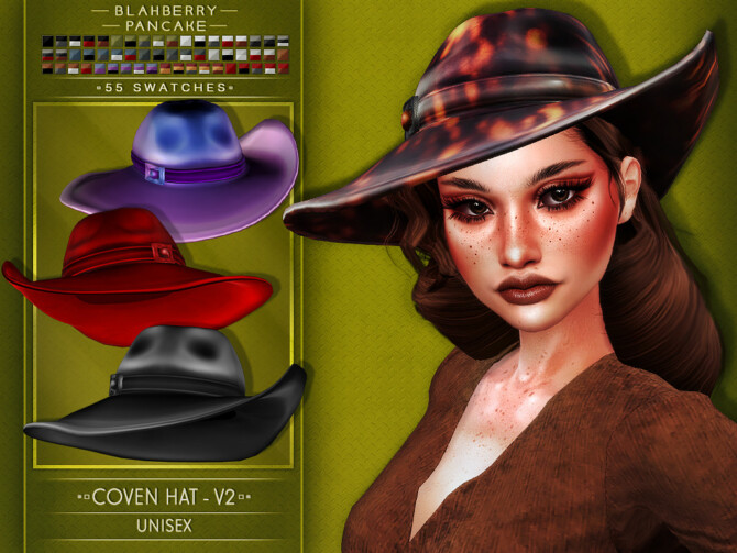 Sims 4 Coven Hat Set 5 versions at Blahberry Pancake