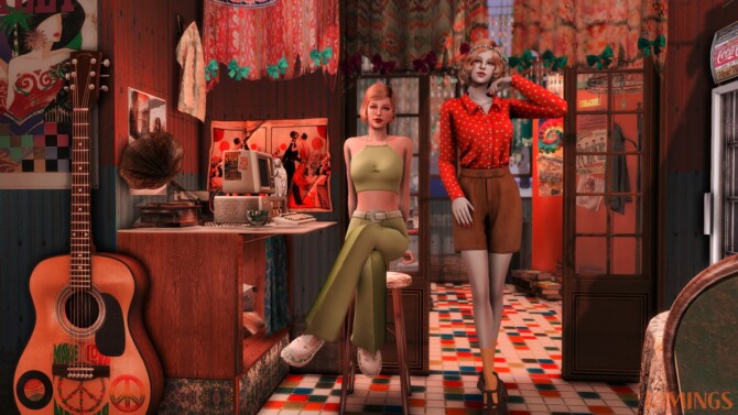 Sims 4 Retro collaboration 70s Rockwell set at RIMINGs
