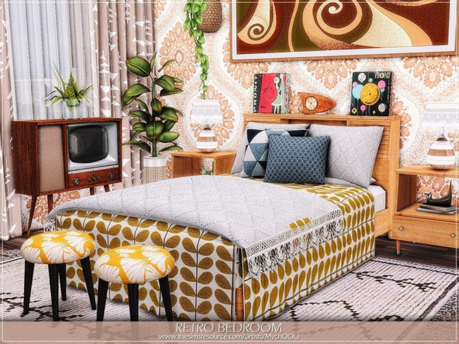 Sims 4 Retro Bedroom by MychQQQ at TSR