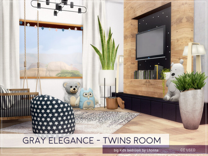 Sims 4 Gray Elegance Twins Room by Lhonna at TSR